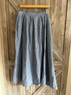 Joe Fresh Linen-Cotton Pleated Maxi Skirt - Blue Mix - Size XL -NWT